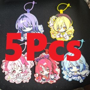 5Pcs/Pack Puella Magi Madoka Magica Non Woven Keyring Madoka Kaname Homura Akemi Mami Tomoe Luggage Tag Decor