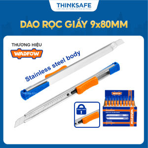 Dao rọc giấy 140mm Wadfow WSK1509 thân thép không gỉ kèm 1 lưỡi dao sắc bén 9x80mm cắt bìa caton khắc gỗ - Thinksafe