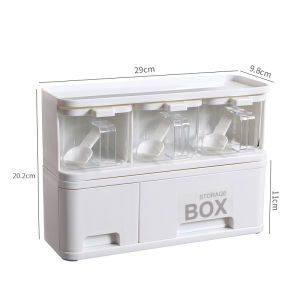 Justliving 1 chiếc tủ sắp xếp nồi gia vị chống bụi đa năng giá lưu trữ gia vị nhà bếp gia dụng dụng dụng cụ sắp xếp hộp đựng có nắp gia vị chống dầu Lọ Muối giá lưu trữ loại ngăn kéo dụng cụ sắp xếp