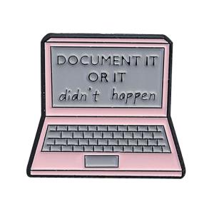 แล็ปท็อปสีชมพูเข็มกลัดรูปทรงทำเอกสารหรือไม่ได้มีเข็มกลัดติดเสื้อที่ทันสมัยสำหรับพยาบาลแพทย์พนักงานออฟฟิศ