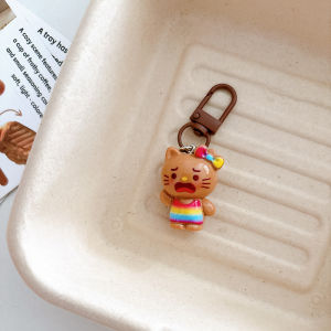 Cute 3D Black Leather KT Cat Keychain Pendant Creative Cartoon Bag Pendant Backpack Accessories Best Friend Gift