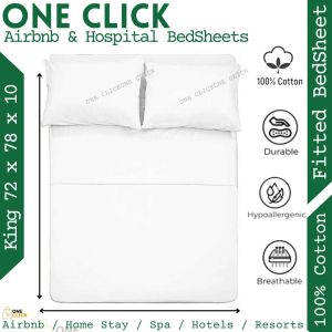 White Bed Sheet Hospital | Airbnb Bedsheet Flat | Fitted | Duvet Plain Cotton Pillow Case Cadar Putih Single Queen King