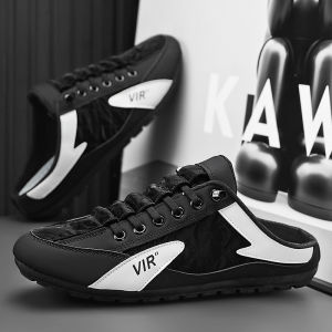 Fashion Men Shoes New Style Slip On Slippers Summer Mules Thin Mens Half Slippers Shoes Casual Flats Sandals Loafers Sneakers Black White Walking Shoes