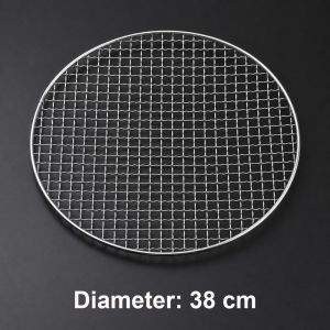 OUREAL Thép không gỉ Vỉ nướng BBQ Dùng cho thực phẩm Vòng tròn Lưới nướng Có thể tái sử dụng Chống dính Lưới nướng thịt