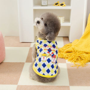 DY yêu vật nuôi cổ điển Poker phong cách áo sơ mi Kitten Puppy kẻ sọc trang trí trang phục Poodle shihtzu Teddy Cat áo thoáng khí