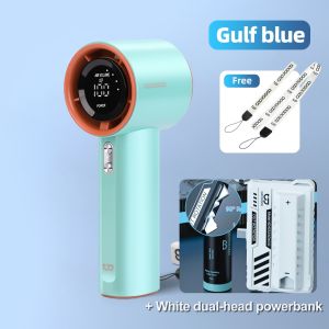 GOOJODOQ GFS001+Mini Powerbank Set High-speed kipas 100 Gear Wind kipas angin Digital Display Adjustable Turbo kipas tangan