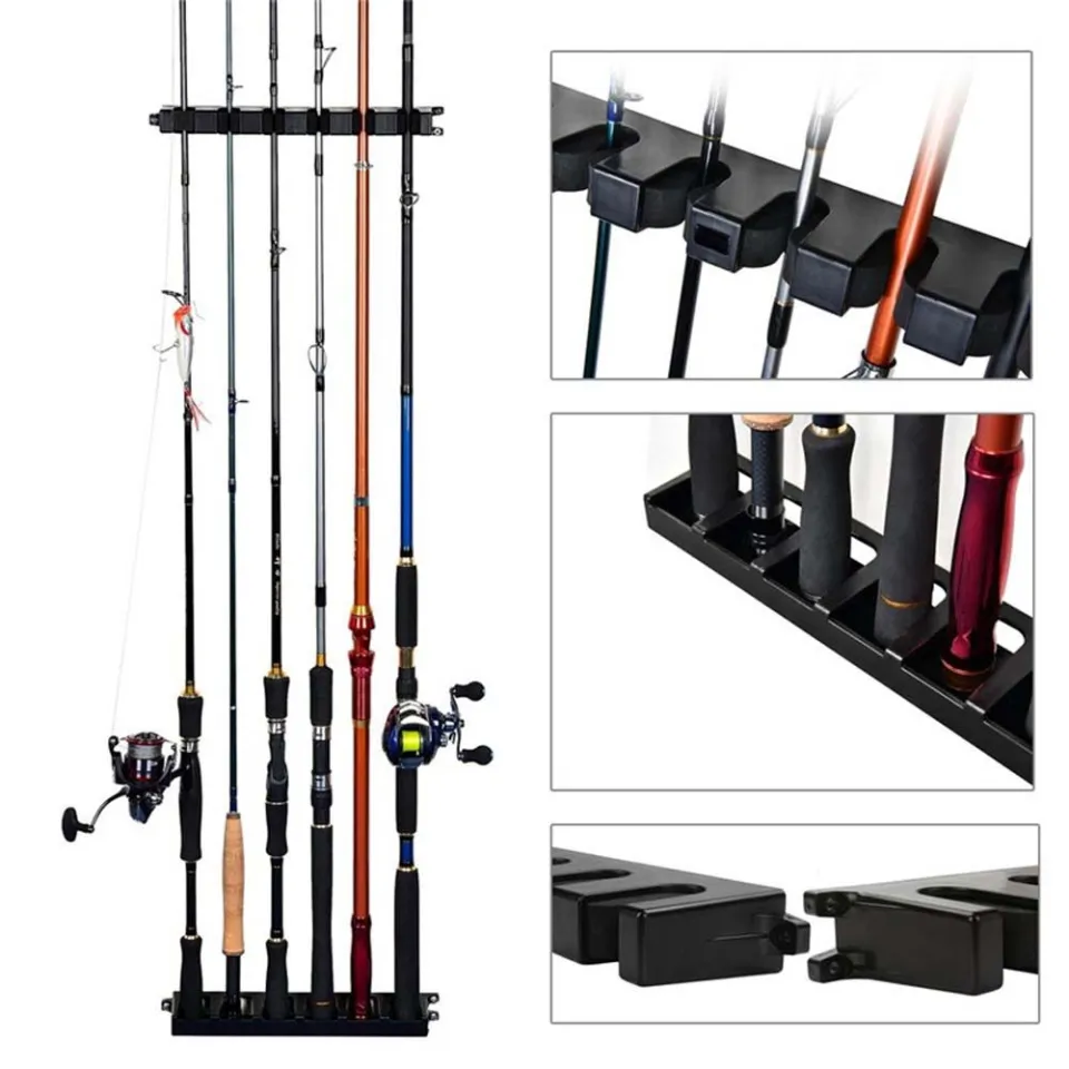 HERWK Vertical Durable 6-Rod Stand Holder Pole Holder Wall Mounted