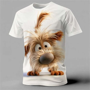 [Local Stock] VCC Cartoon Animal 3D Print Mens T-Shirts Funny Dog Pattern Street Short Sleeve Tee Summer Casual O-neck Loose Top Fashion Clothing