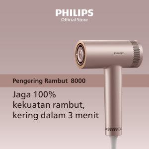 Philips | Hair Dryer 8000 BLDC | Pengering Rambut | Jaga 100% kekuatan rambut kering dalam 3 menit! | BHD837/00