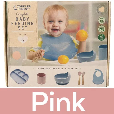 6-Piece Baby Feeding Set - Adjustable Silicone Bib Divided Suction Plate Suction Bowl Water Cup Spoon Fork Utensils - Kids Self Feeding Aid Soft Tableware - BPA Free Microwave Safe - Baby Led Weaning Supplies - Infant Toddler Food Kit Shower Gift