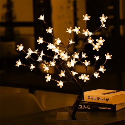 Smart Sensor LED Cherry Blossom Light Desk Light 48 LED Table Tree Lamp Home Party Festival Decoration