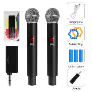 Kebidumei mic-rô không dây UHF tần số cố định 2 kênh micro cầm tay micphone cho bữa tiệc nhà thờ chuyên nghiệp ka-raoke