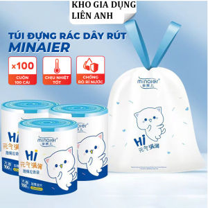 Túi Đựng Rác Tự Phân Huỷ Có Dây Rút Minaier - 45x50 cm - 100 túi/cuộn - Loại Dày Tiện Dụng Sạch Sẽ Thông Minh