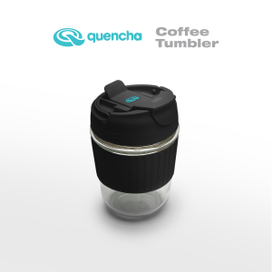 Quencha Buy 1 Get 1 12oz Glass Coffee Tumbler Built-in Straw Silicone Sleeve BPA-Free Hot Cold