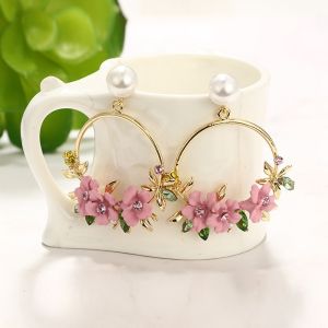 BÔNG TAI HOA ĐẤT SÉT KHUYÊN TRÒN - TH10