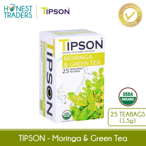 TIPSON Organic Tea & Herbal Infusions "Moringa & Green Tea" (1.5g x 25En) - 80177 - Health Wellness Healthy Living Lifestyle Tea Immune Booster Malunggay Organic Tea