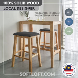 Softloft Peter Counter Stool Height 62cm Solid Rubber Wood With Cushion Dining Chair Saddle For Bar Counter Cafe Office Living Home High Tall