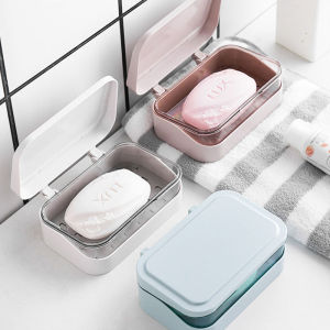 จานสบู่แบบชั้นๆสองชั้นพร้อมฝาปิดดีไซน์ระบายน้ำกันน้ำสำหรับห้องน้ำห้องครัวหอพักนักเรียน