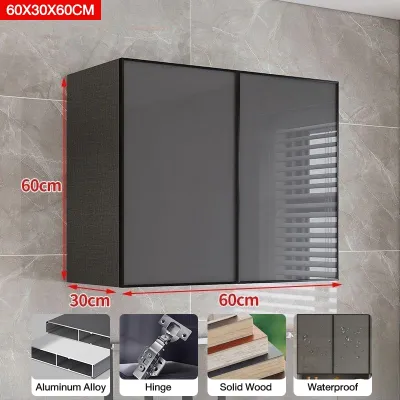 IronRoot Aluminum Wall Mounted Cabinet Glass Door Hanging Cabinet for Kitchen Storage Spice Rack Organizer