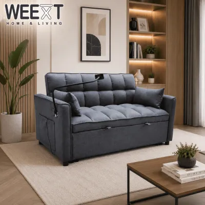 WEEXT 2 SEATER SOFA WITH PULL-OUT BED USB PORT & PHONE HOLDER