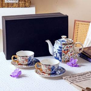 Blue and White Porcelain Cup&saucer Color Blocked Mugs Gilding Coffee Mug Dining Table Afternoon Tea Teacup Fruits Juice Cup2026