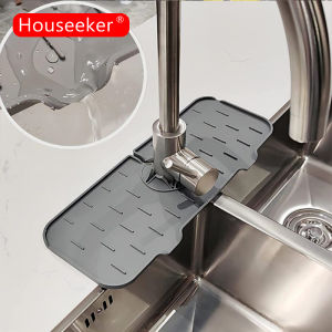 Houseeker Kitchen Faucet Absorbent Mat Silicone Sink Splash Guard Faucet Splash Catcher Bathroom Countertop Protector Tools
