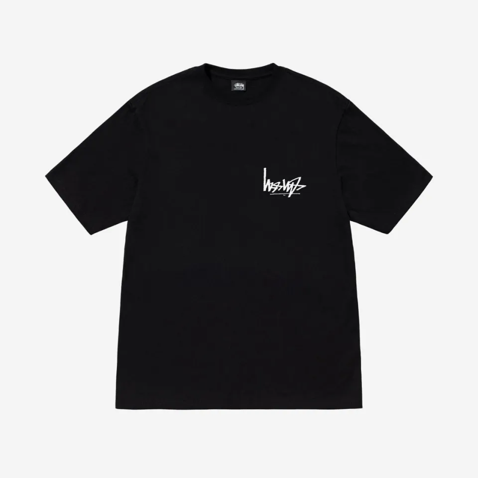 100% Official Authentic Stussy Flipped T-Shirt Black Same Style