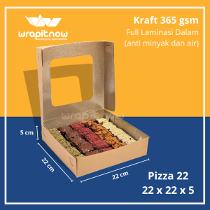 (Isi 20 pcs) Dus Kraft 22x22x5 Laminasi/ dus pizza dus roti sobek box kraft dus kurma dus roti kasur