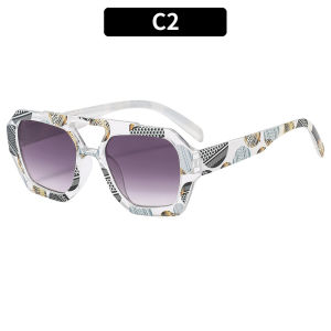 2024 Double-bridge American flag sunglasses with square pattern unique irregular shape trendy internet celebrity glasses
