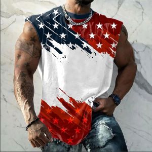 [Local Stock] VCC Patriot American Flag 3D print sleeveless Mens T-shirt spring summer breathable fitness Outdoor leisure t-shirts and tank tops