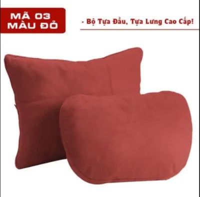 Gối tựa đầutựa lưng ô tô chất liệu vải da lộn kiểu dáng Mec cao cấp chống đau cổ đau lưng mỏi vai gáy