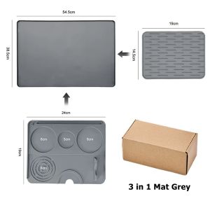Silicone Coffee Maker Mat 3 in 1 for Most Home Espresso Machines Large Anti-Slip Silicone Mat Tray Bar Mat Black Grey Pad2026