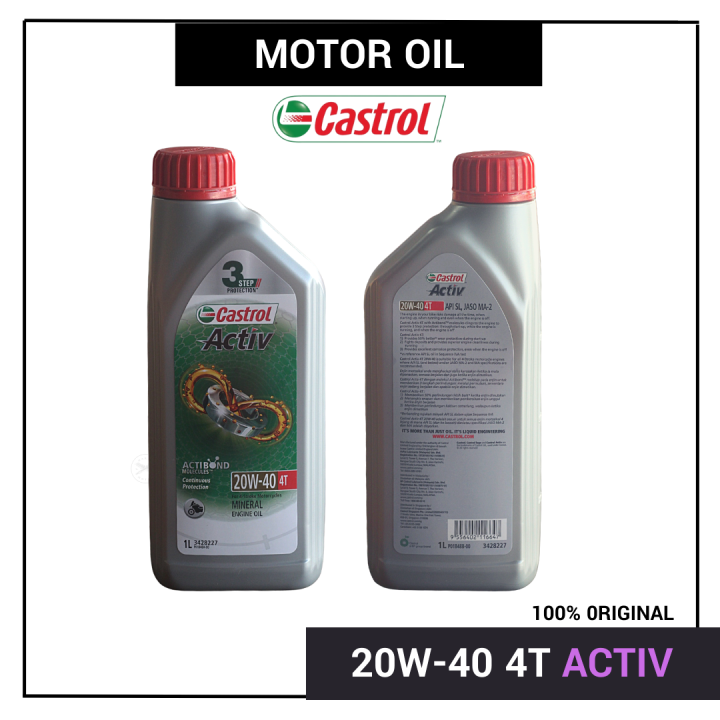 100 Castrol Activ Essential 4t 20w 40 Motor Oil 20w 40 Minyak Hitam