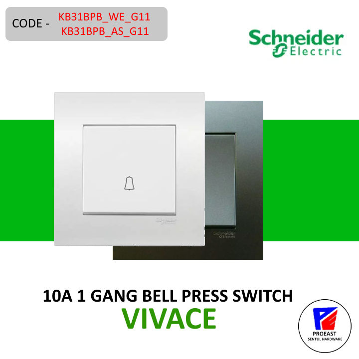 Schneider Electric Vivace 10a 1 Gang Bell Press Switch Door Bell Switch Gate Bell Switch 0982