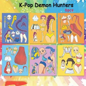 KPOP Demon Hunters Devil Mens Group Anime  Make-a-Face Stickers Kids For Christmas Gifts