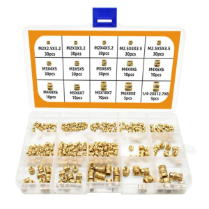M2-M6 Copper Insert Nuts 300pcs Female Thread Brass Knurled Embedment Nuts Assortment Nuts Kits Accessories