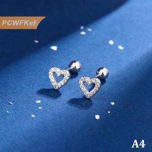 【PCWFKef】 ต่างหูสตั๊ดคริสตัล1คู่ต่างหูเกลียวสแตนเลสต่างหูชุบเงินผู้หญิงต่างหูรูปหัวใจดาว