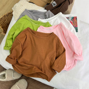 COD เสื้อยืดแขนยาวสำหรับเด็กผ้าฝ้ายฤดูใบไม้ผลิใหม่สาวเสื้อ bottoming ทารกทารก Maillard เสื้อผ้าเด็กเลือกอย่างเคร่งครัดHGFDDSGFF