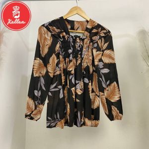 Blouse Wanita Samara Nature Smoke Katun Premium Korean Style Lengan Panjang Atasan Casual OOTD Elegan Fashion Terbaru - XELLEA