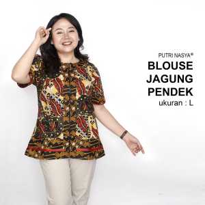 Blouse Big Size LD 140 Wanita Atasan Batik Jumbo L-XL-2L-3L-4L-5L-6L-7L Model Blus Jumbo Kerja Batik / Atasan Big Size Kerja Wanita / Pakaian Batik Kantor Kekinian Seragam