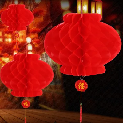 SET 10 Đèn Lồng Đỏ Tú Cầu Treo Trang Trí Lễ Tết Rằm Trung Thu – Đèn Lồng Nilon Đèn Trang Trí Khai Trương Mang Lại Sự May Mắn / Lồng Đèn Đỏ Tổ Ong
