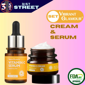 ORIGINAL VIBRANT GLAMOUR 3 IN 1 BRIGHTENING DAY SET TONER SERUM CREAM FOR VITAMIN C SKIN