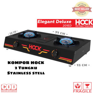 ( BISA COD ) PROMO HOCK KOMPOR GAS API BIRU HP-201ED 2 TUNGKU Elegant Deluxe Burner Cap Stainless Steel