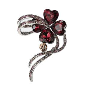 [fenggongshuode] Fashion Rhinestone Crystal Four Leaf Clover Brooches For Women Clothing Coat Jewelry Accessries Gifts