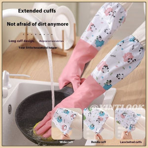 1SET Fleece rubber panda gloves pvc housekeeping cleaning household kitchen dishwashing clothes waterproof thickened Multi-Purpose Gloves For Household Kitchenwar
