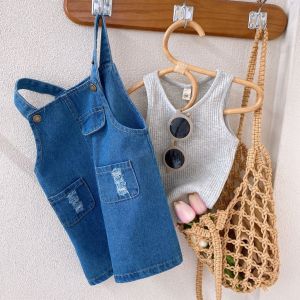 (LOLI-JKT) BS-426 SET ANAK BAGUS TANKTOP JUMPSUIT JEANS 100-140