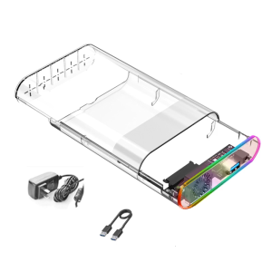 Ổ đĩa cứng gắn ngoài bao vây rõ ràng USB3.0 đèn màu Hỗ trợ 2.5/3.5inch đĩa cứng trượt cơ chế