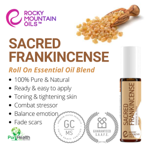 SACRED FRANKINCENSE-Rocky Mountain Oils Roll On Essential Oil Blend 10ml *100% Pure & Natural*RMO S.A.F.F.E. PROMISE*Toning & tightening skin/ Fade Scar/ Combat stressor/ Balance emotion*