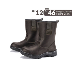 BROWN Leather Safety Boots Steel Toe Cap Mid Cut Mens Working Safety Shoes Kasut Kerja Factory Construction Kasut Kilang