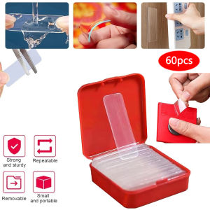 Reusable Multifunctional Double Sided Adhesive Tape 60Pcs Double Sided Mounting Strong Sticky Wall Strips Transparent Tape Without Cropping No Residue